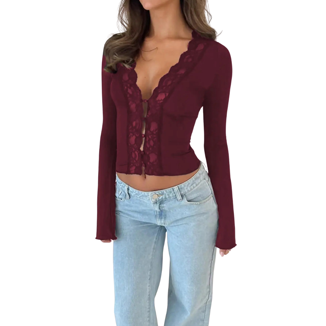 ROXANNE™ | – Lace Cropped Cardigan Top