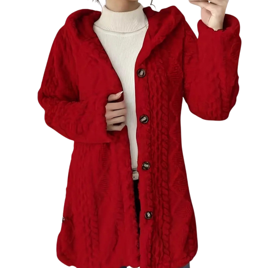 CLOVER™ | – Cozy Jacquard Fuzzy Hooded Cardigan