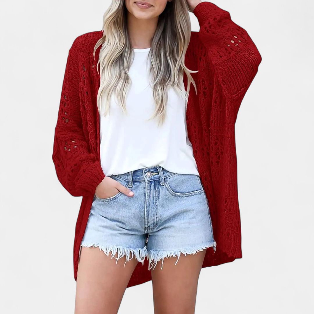 FIORELLA™ | – Boho Hollow-Out Knit Cardigan
