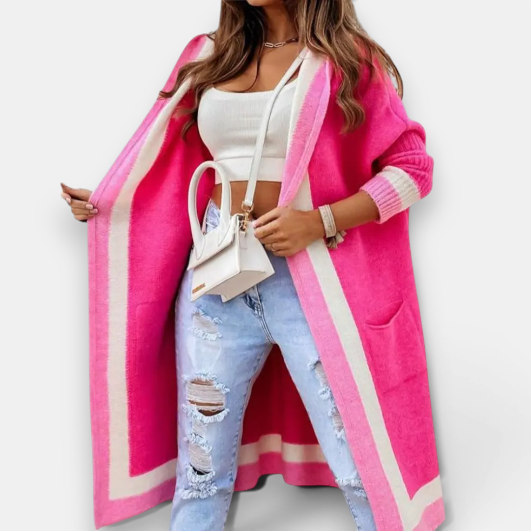 TOLVIE™ | – Cozy Striped Hooded Long Cardigan