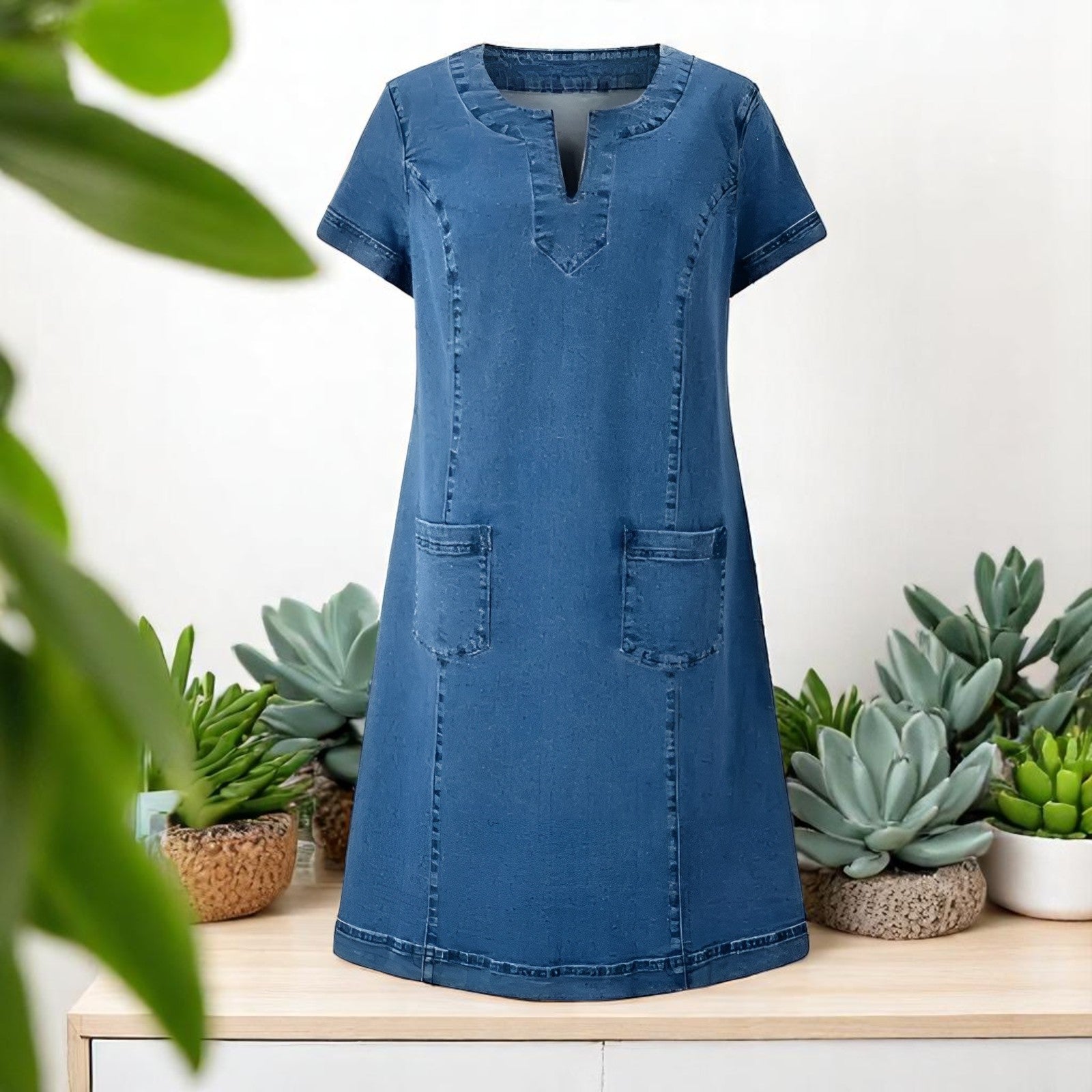 Orthelia™ | Soft Denim Dress with Front Pockets