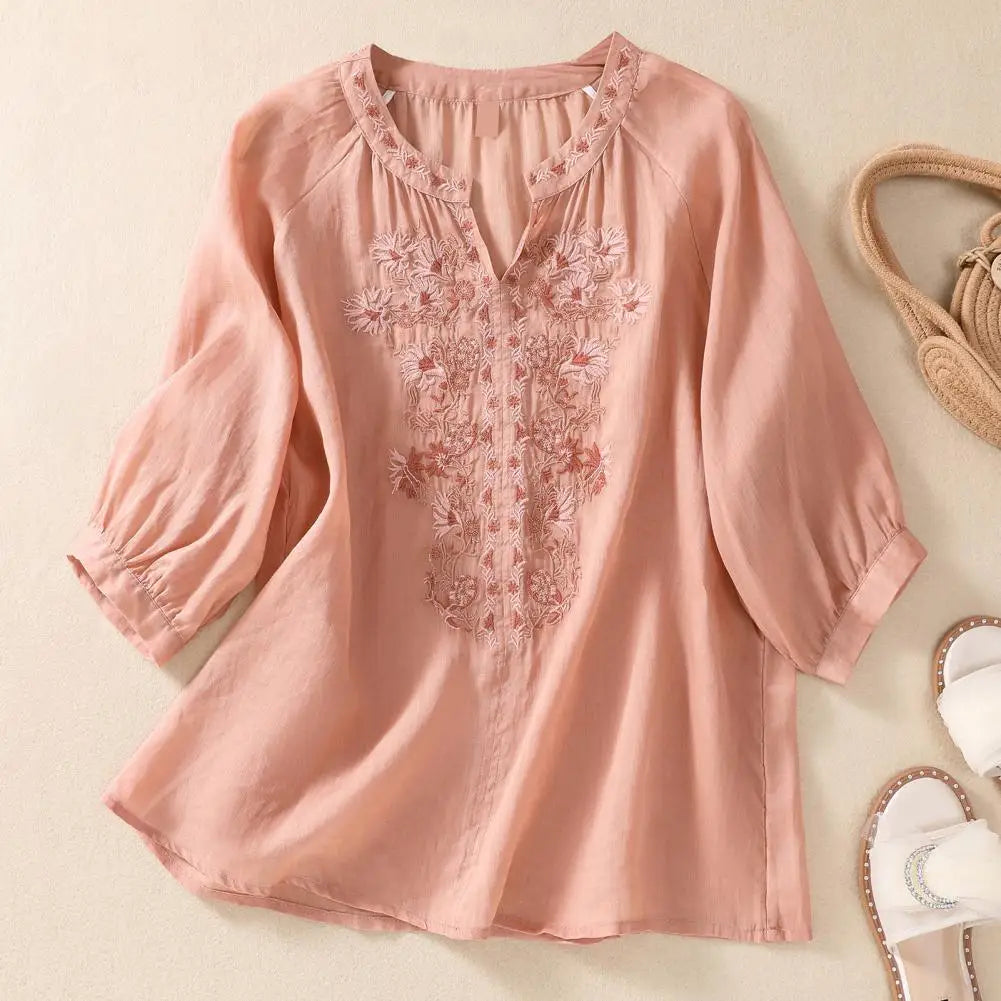 Sophie™ | Embroidered Cotton Floral Blouse