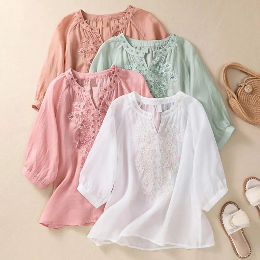 Sophie™ | Embroidered Cotton Floral Blouse