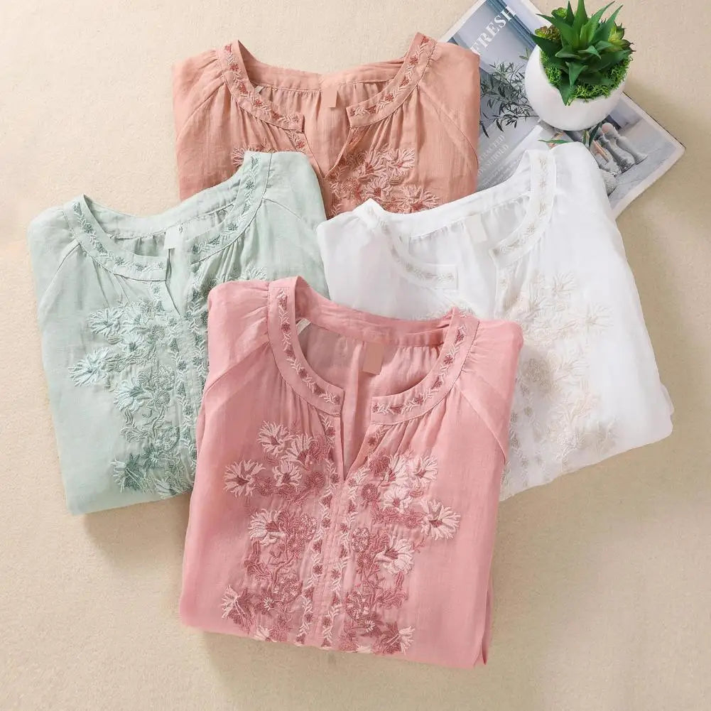 Sophie™ | Embroidered Cotton Floral Blouse