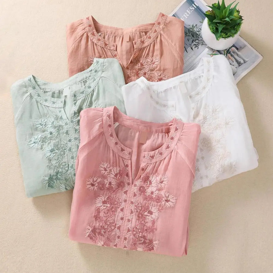 Sophie™ | Embroidered Cotton Floral Blouse