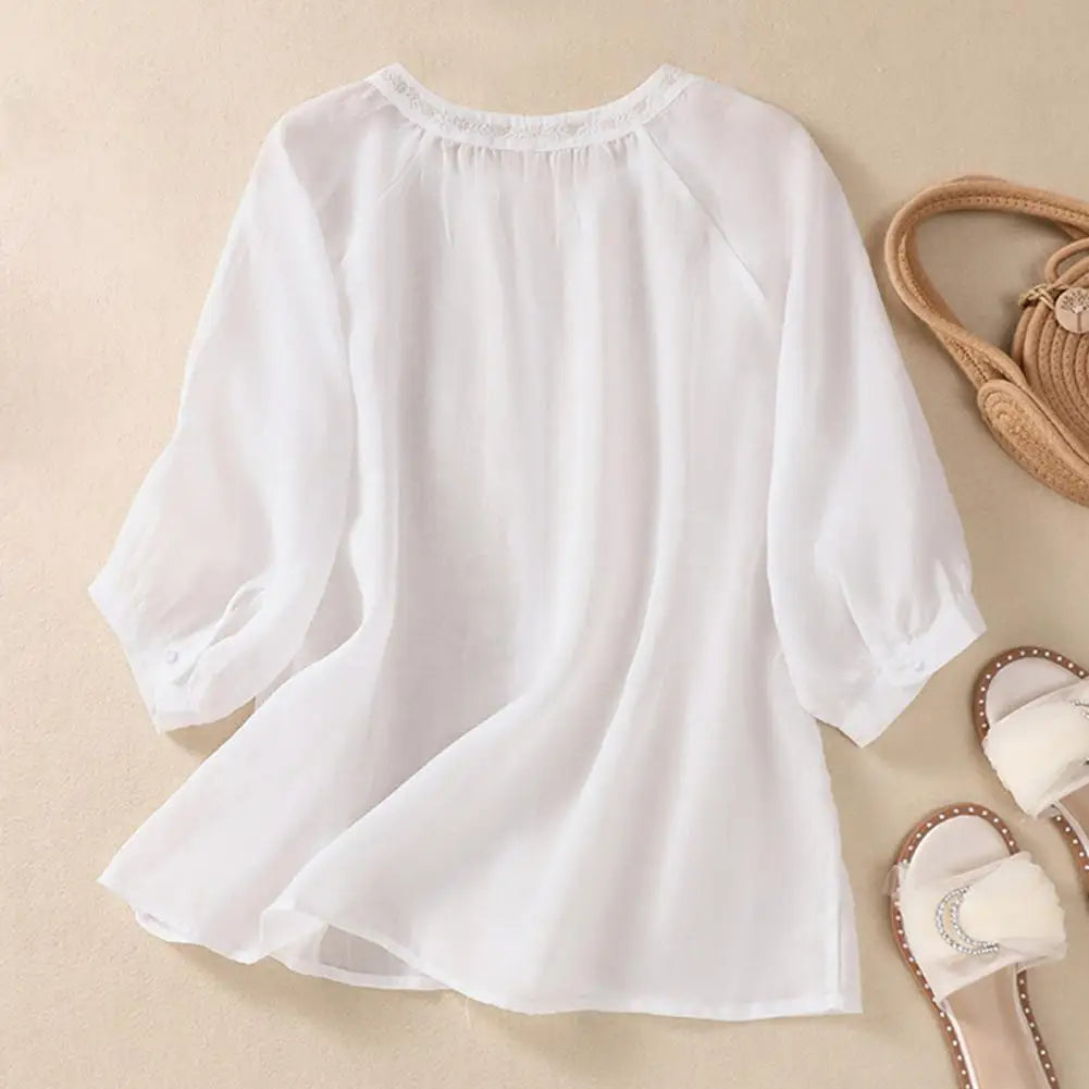 Sophie™ | Embroidered Cotton Floral Blouse