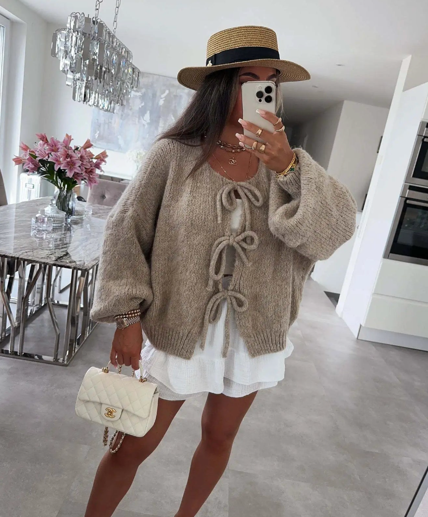 Eva™ | Knitted Bow Cardigan