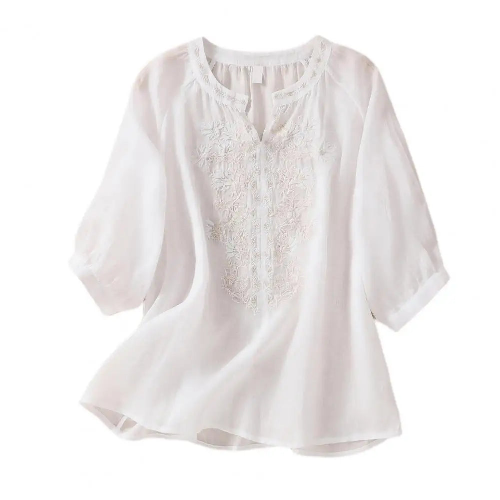 Sophie™ | Embroidered Cotton Floral Blouse