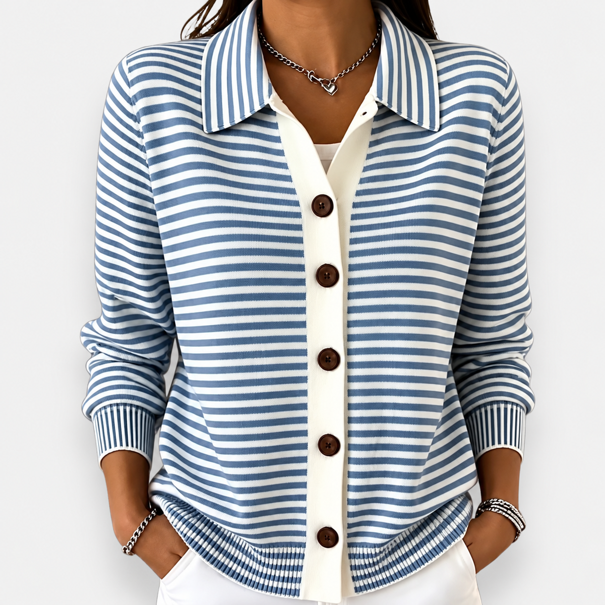 Nola | Striped Button Cardigan