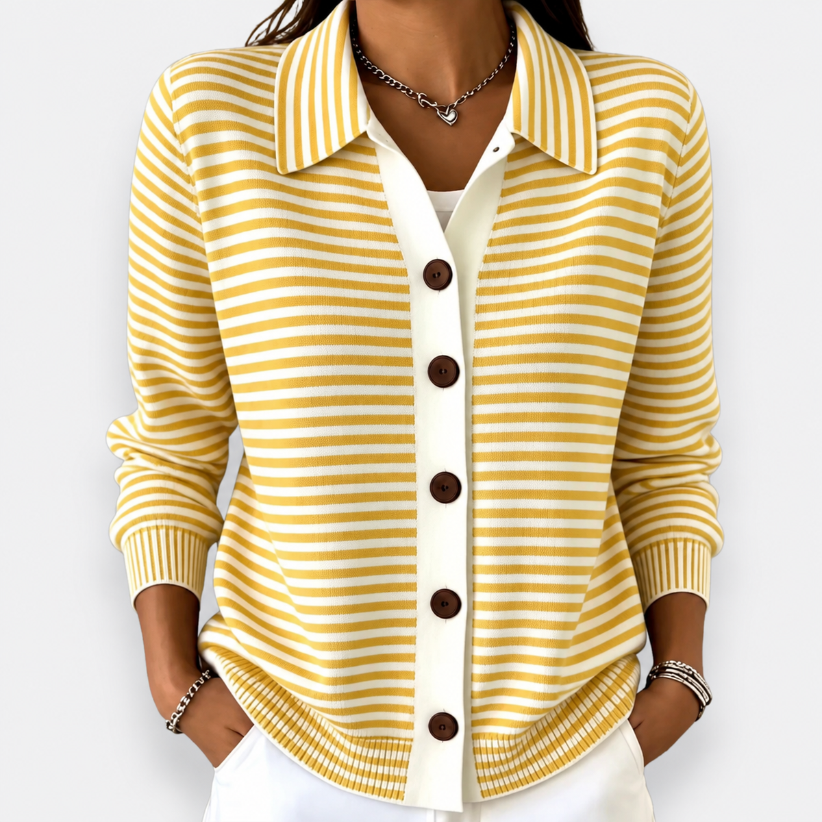 Nola | Striped Button Cardigan