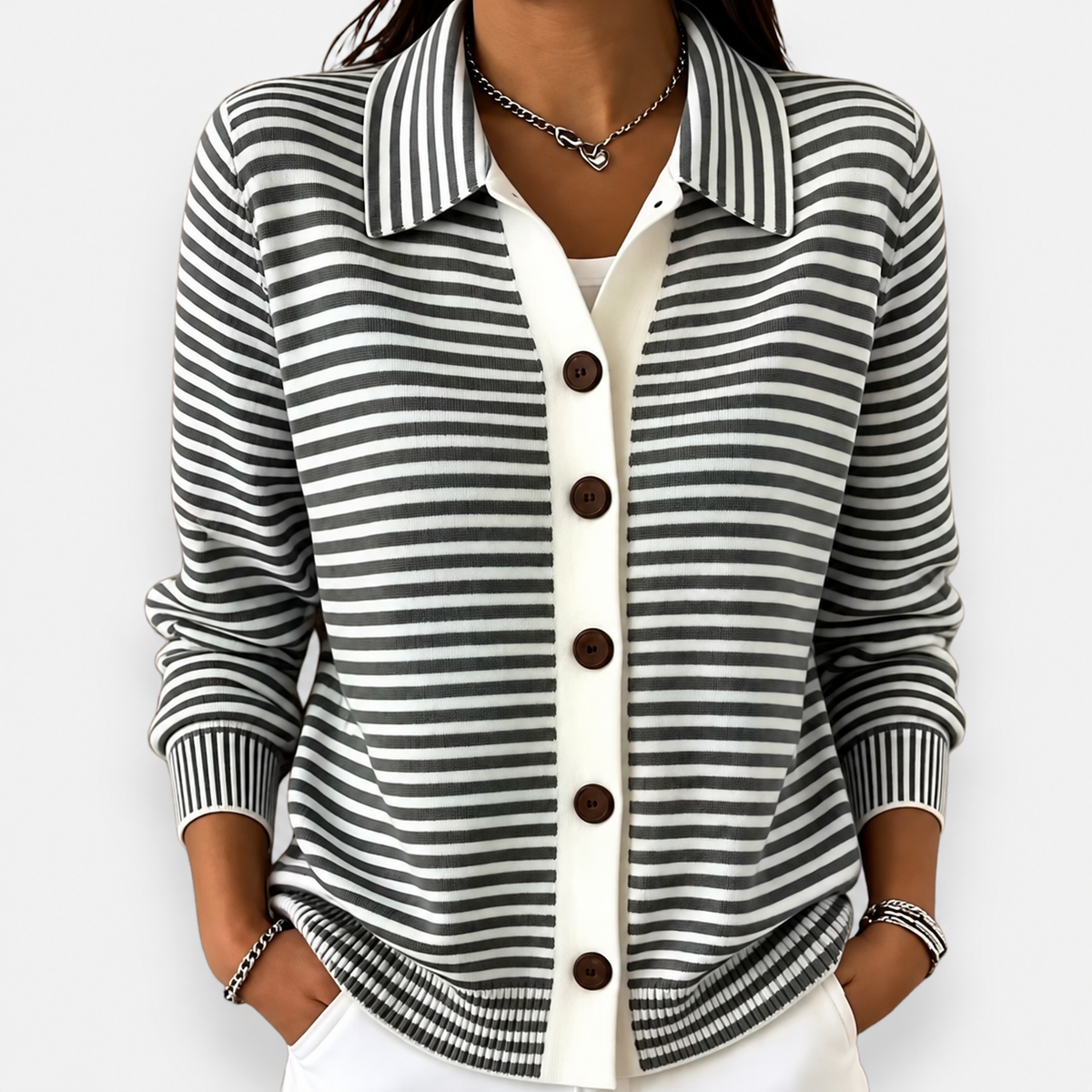 Nola | Striped Button Cardigan