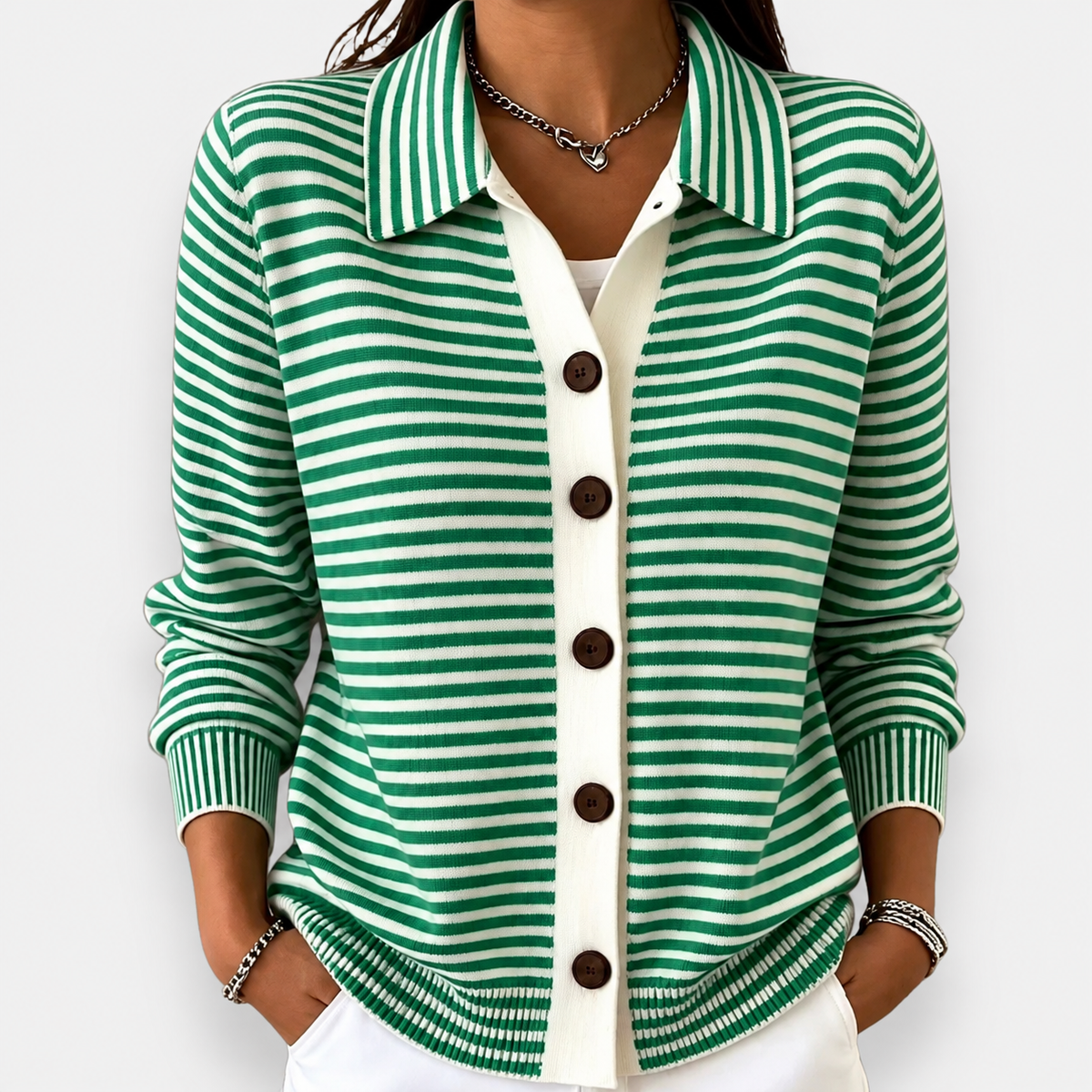 Nola | Striped Button Cardigan