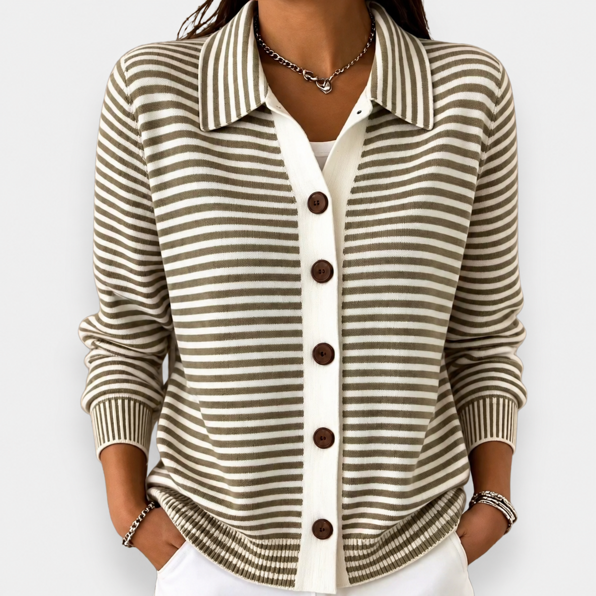 Nola | Striped Button Cardigan