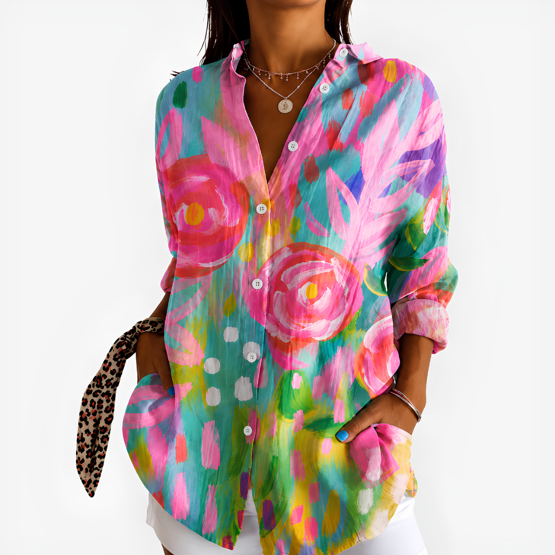 Vibrant Bloom Watercolor Blouse™