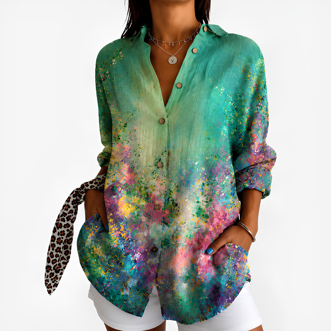 Emerald Watercolor Splash Blouse™