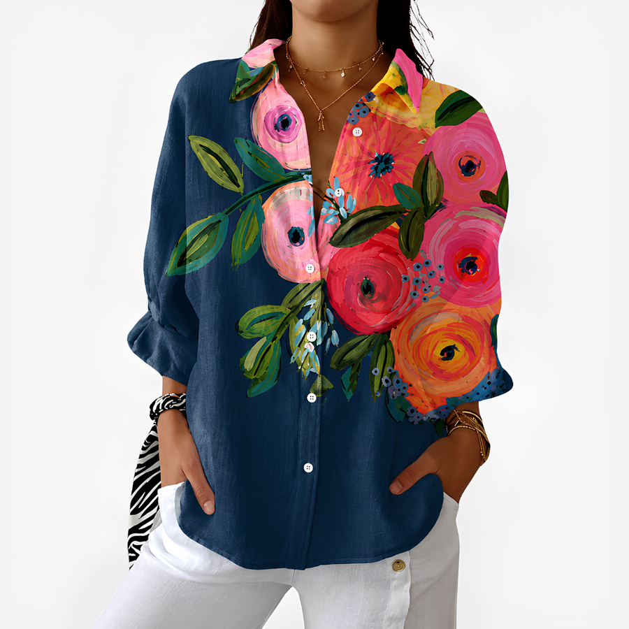 Navy Bloom Colorblock Blouse™