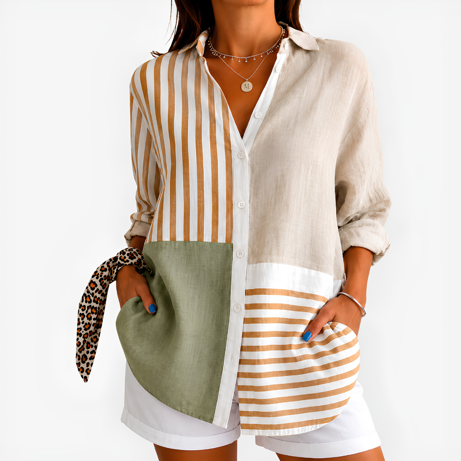 Neutral Patchwork Stripe Blouse™