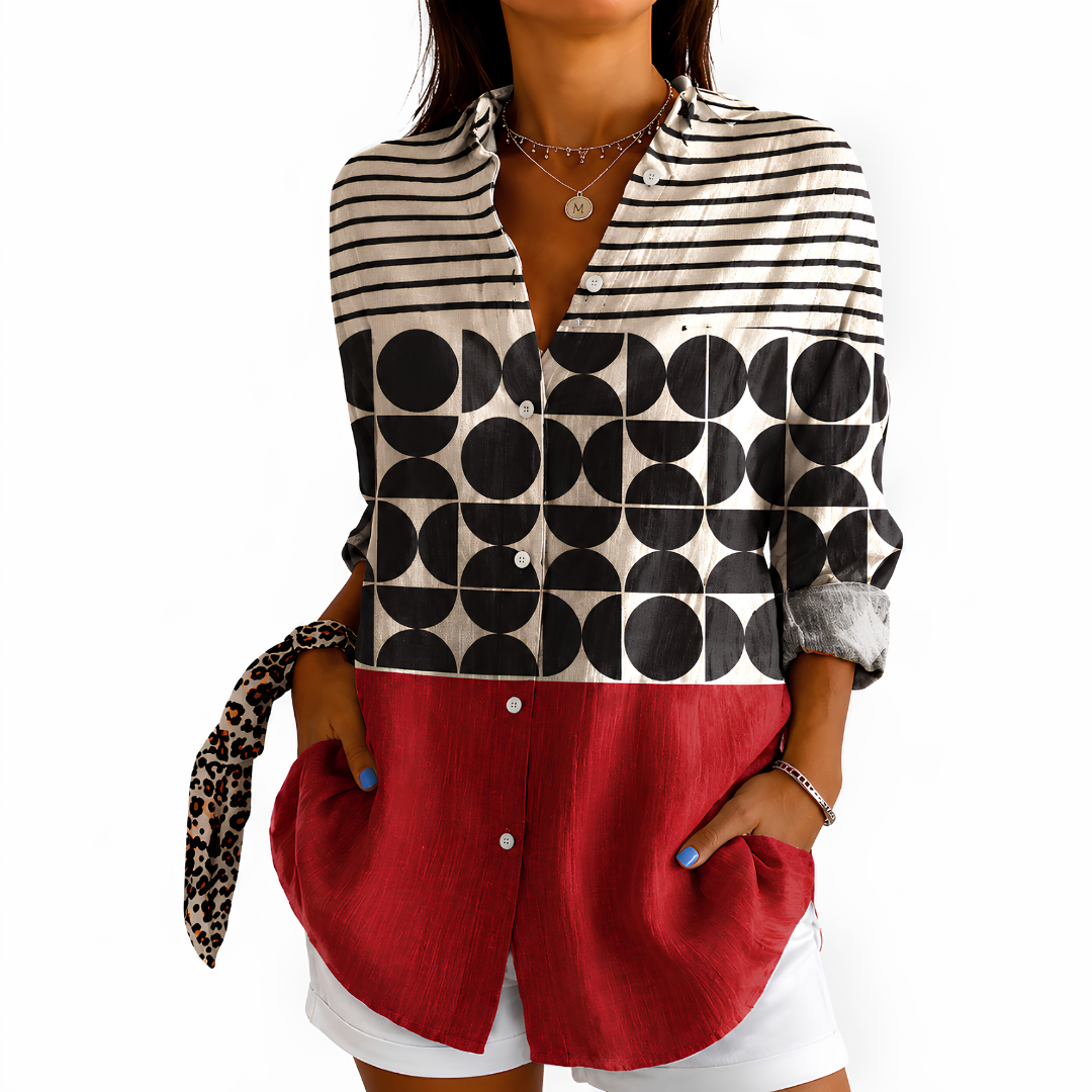 Modern Geometric Colorblock Blouse™