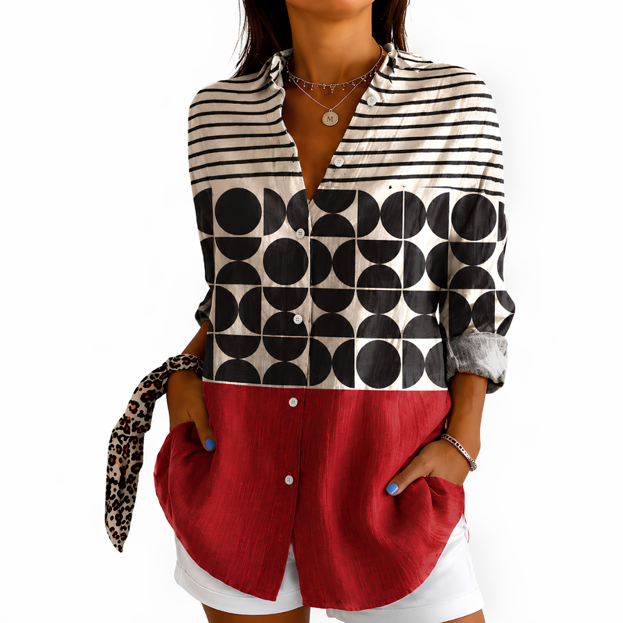 Modern Geometric Colorblock Blouse™