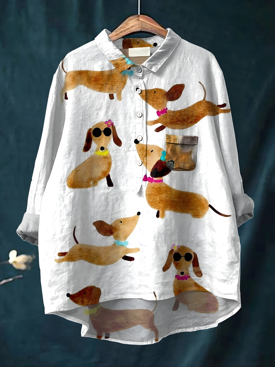 Ayah™ | - Cute Dog Dachshund Art Print Casual Shirt