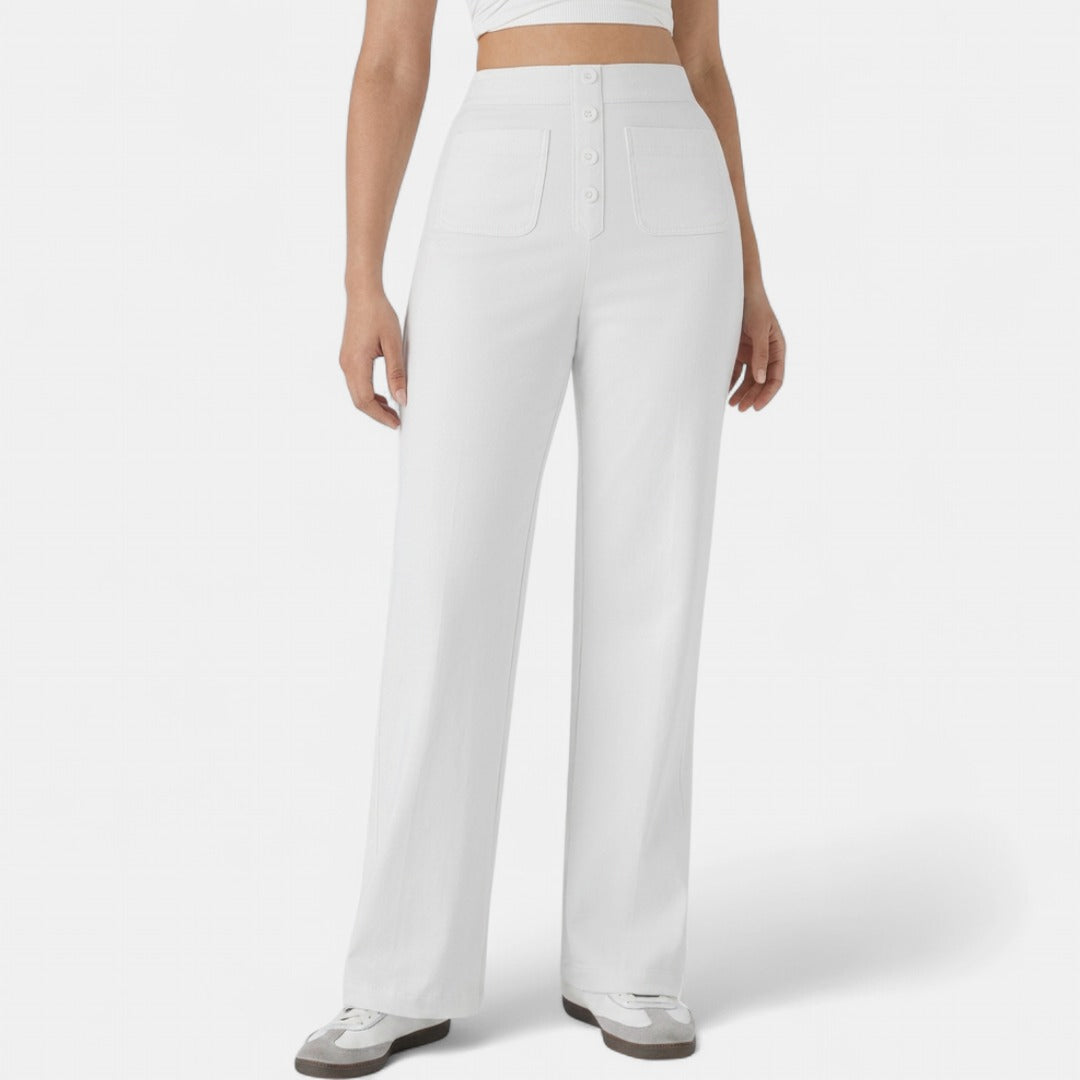BRIXLEY™ | – Relaxed High-Waist Straight-Leg Pants
