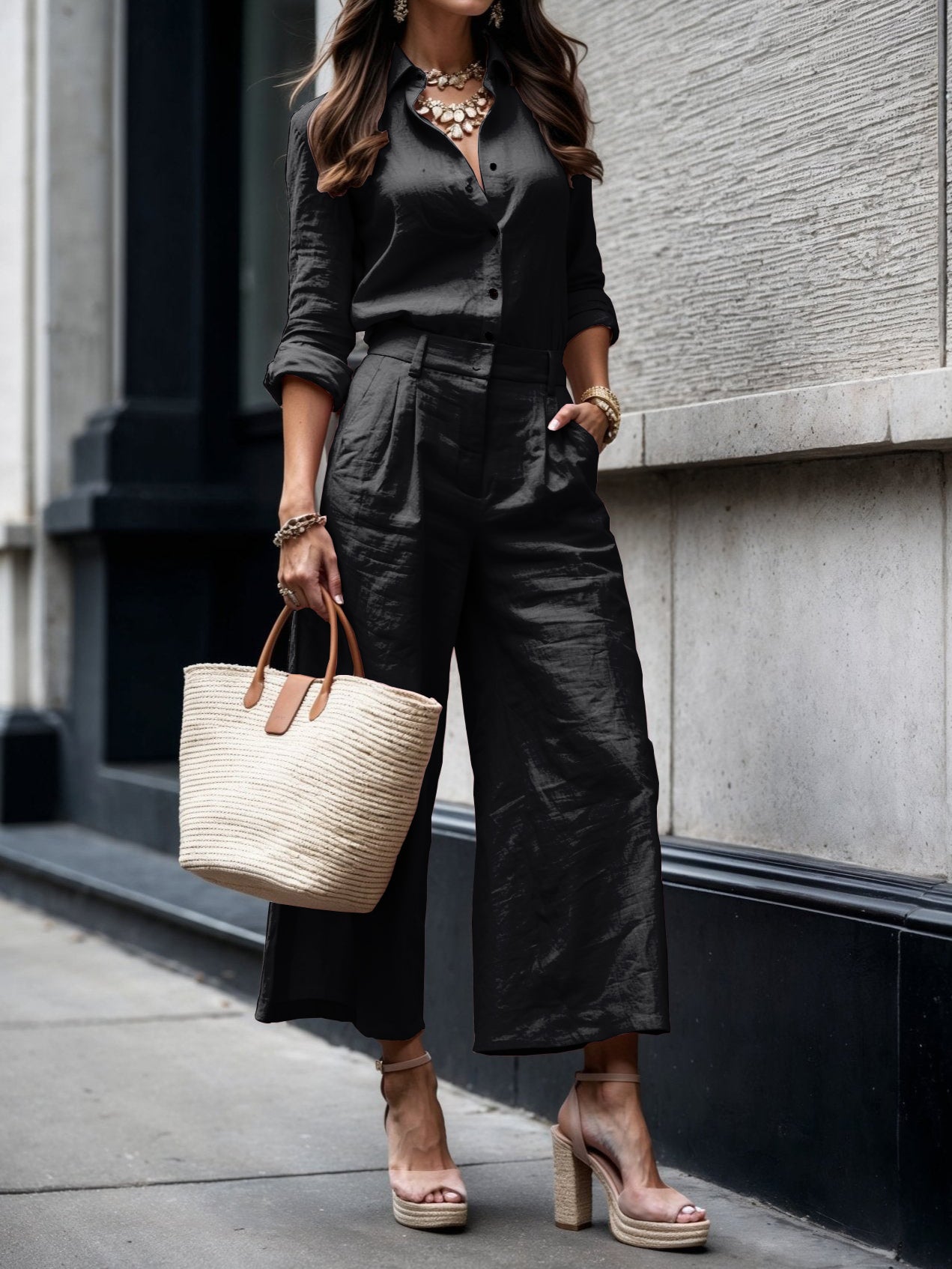 Nelle™ | Elegant Shirt & Capri Set