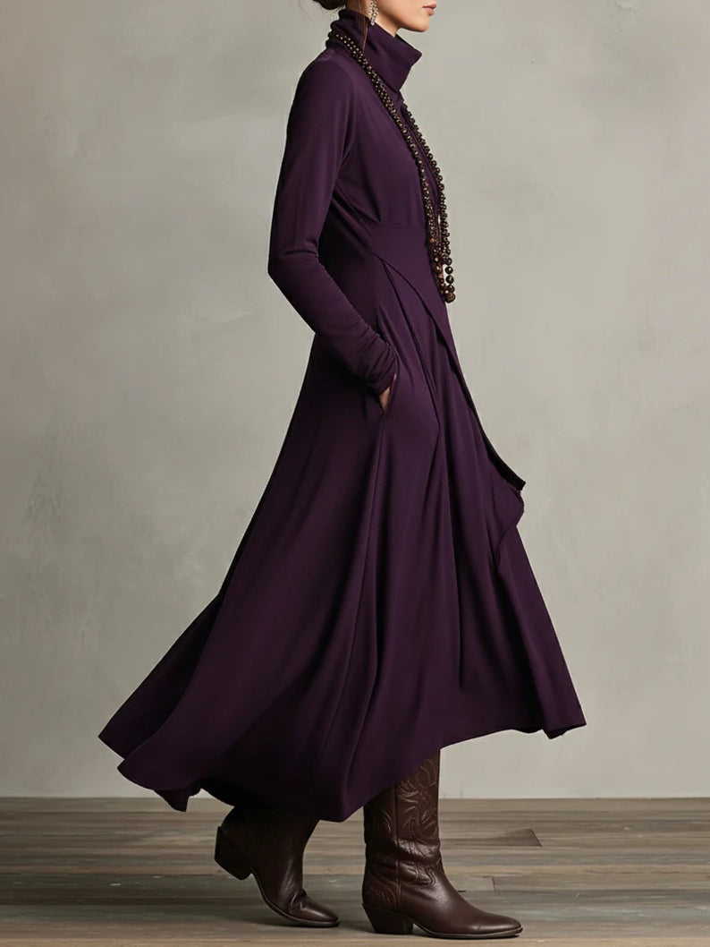 Arielle Vintage Asymmetrical Turtleneck Dress™
