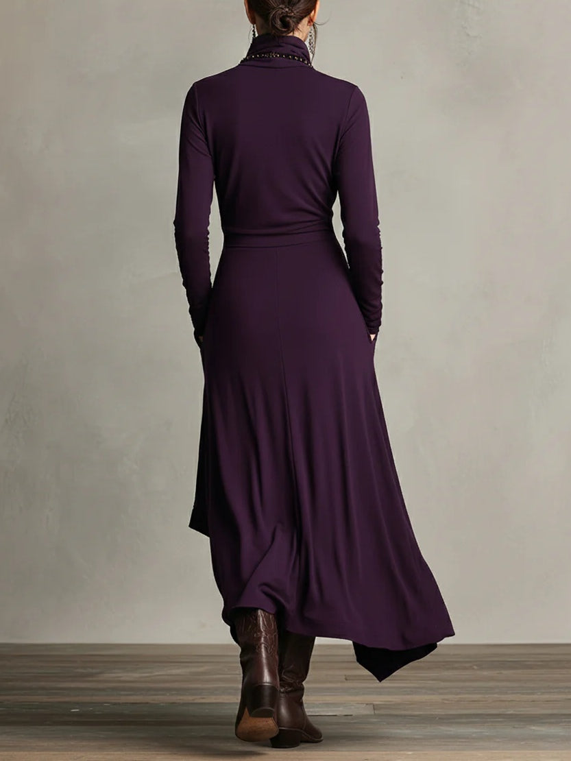 Arielle™ | Vintage Asymmetrical Turtleneck Dress