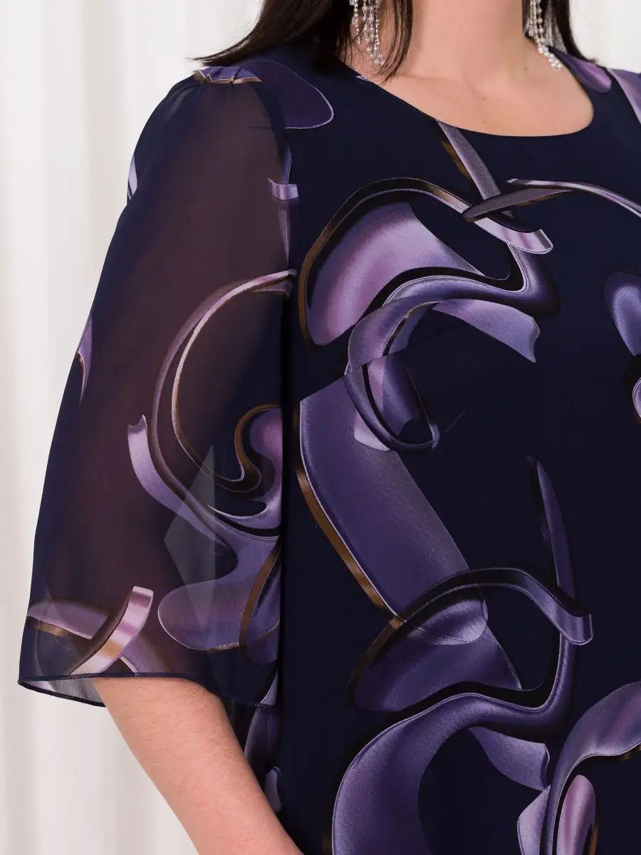 Emma™ | Midnight Swirl Chiffon Dress