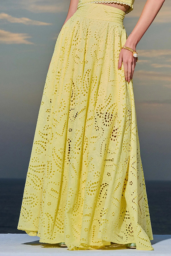 Larissa™ | Embroidered Top & High-Waist Maxi Skirt Set
