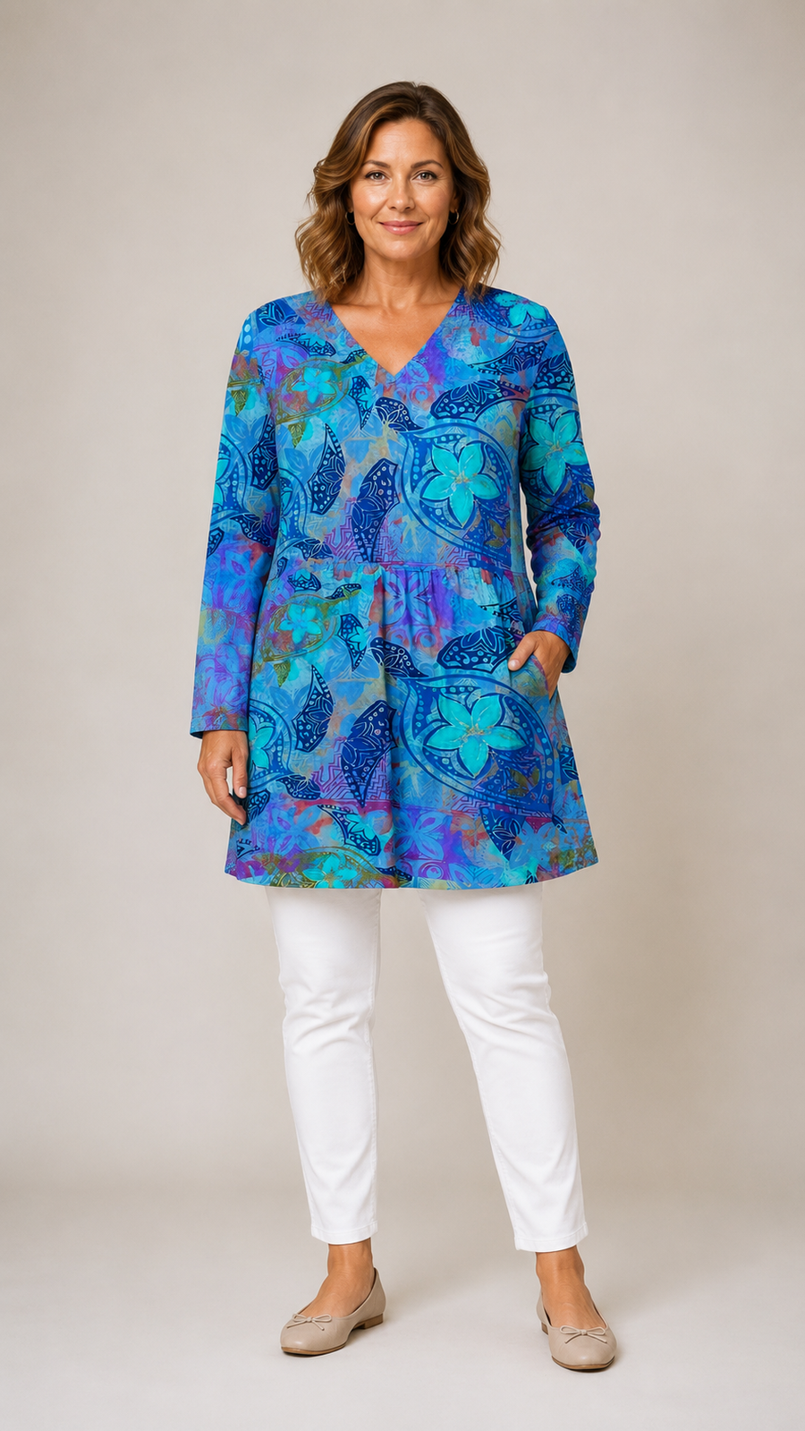 April™ | Long Blouse with V-Neck