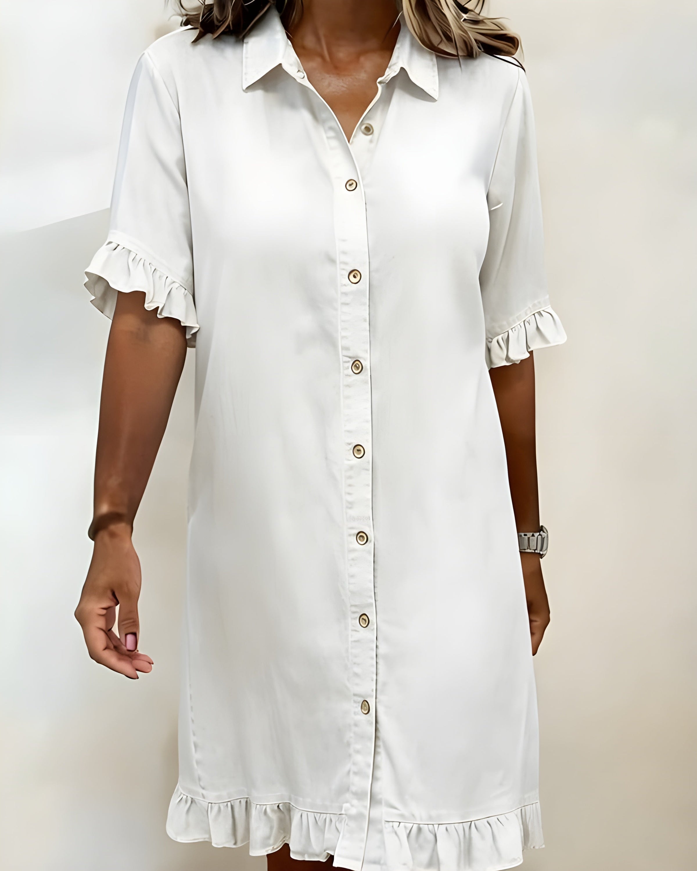 Katie™ | Effortlessly Flattering Ruched Denim Dress