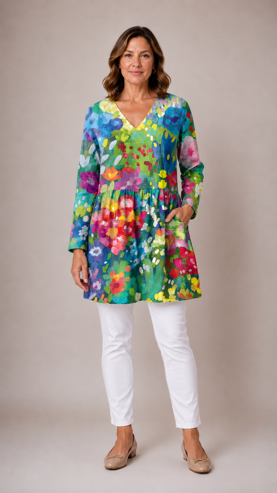 Millie™ | Long Blouse with V-Neck