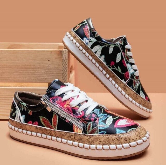 Oluchi™ | Floral Orthopedic Zipper Sneakers