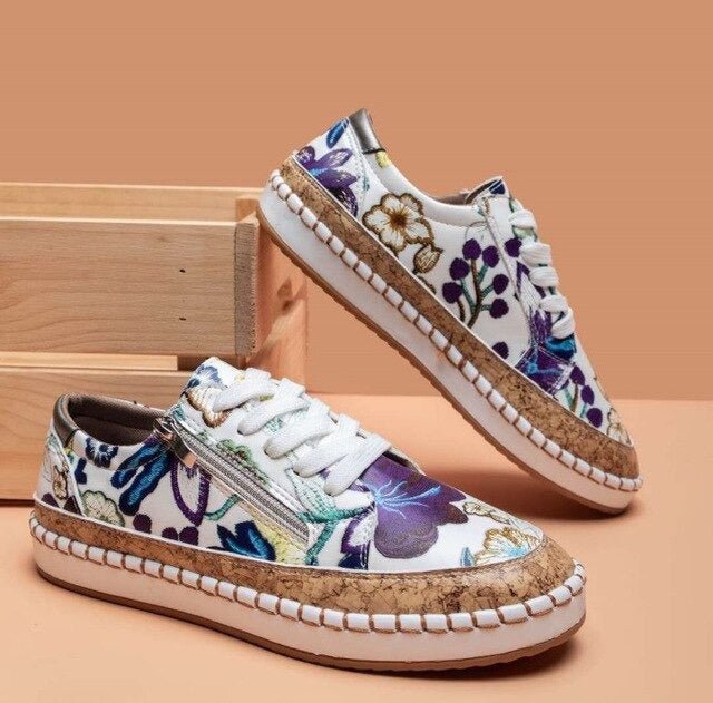Oluchi™ | Floral Orthopedic Zipper Sneakers