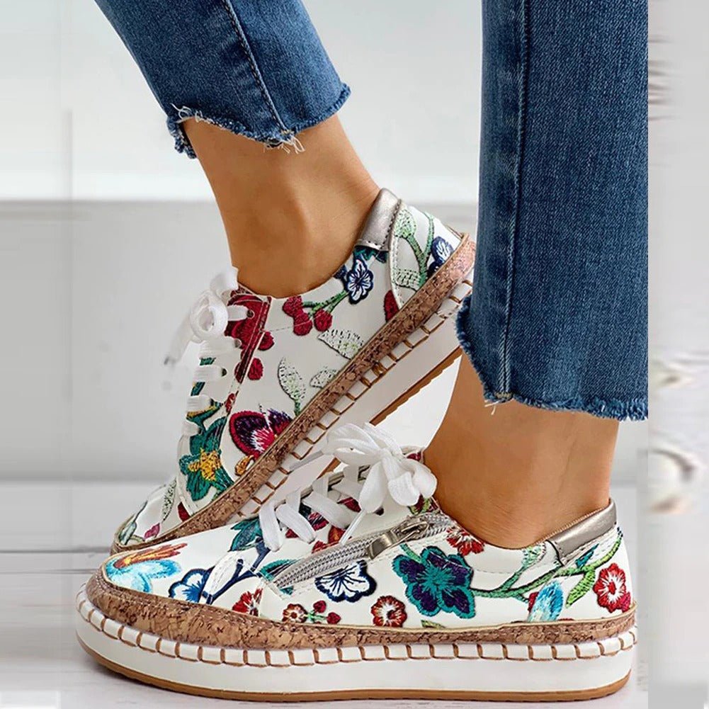 Oluchi™ | Floral Orthopedic Zipper Sneakers