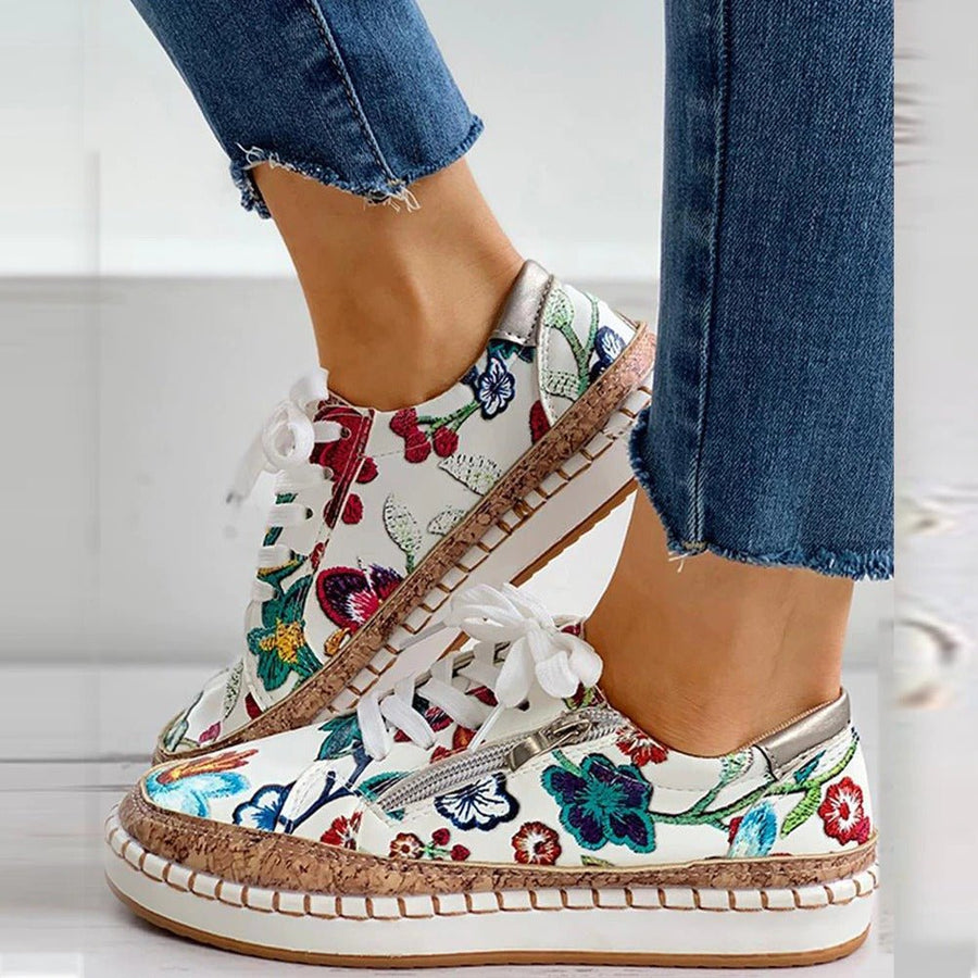 Oluchi™ | Floral Orthopedic Zipper Sneakers