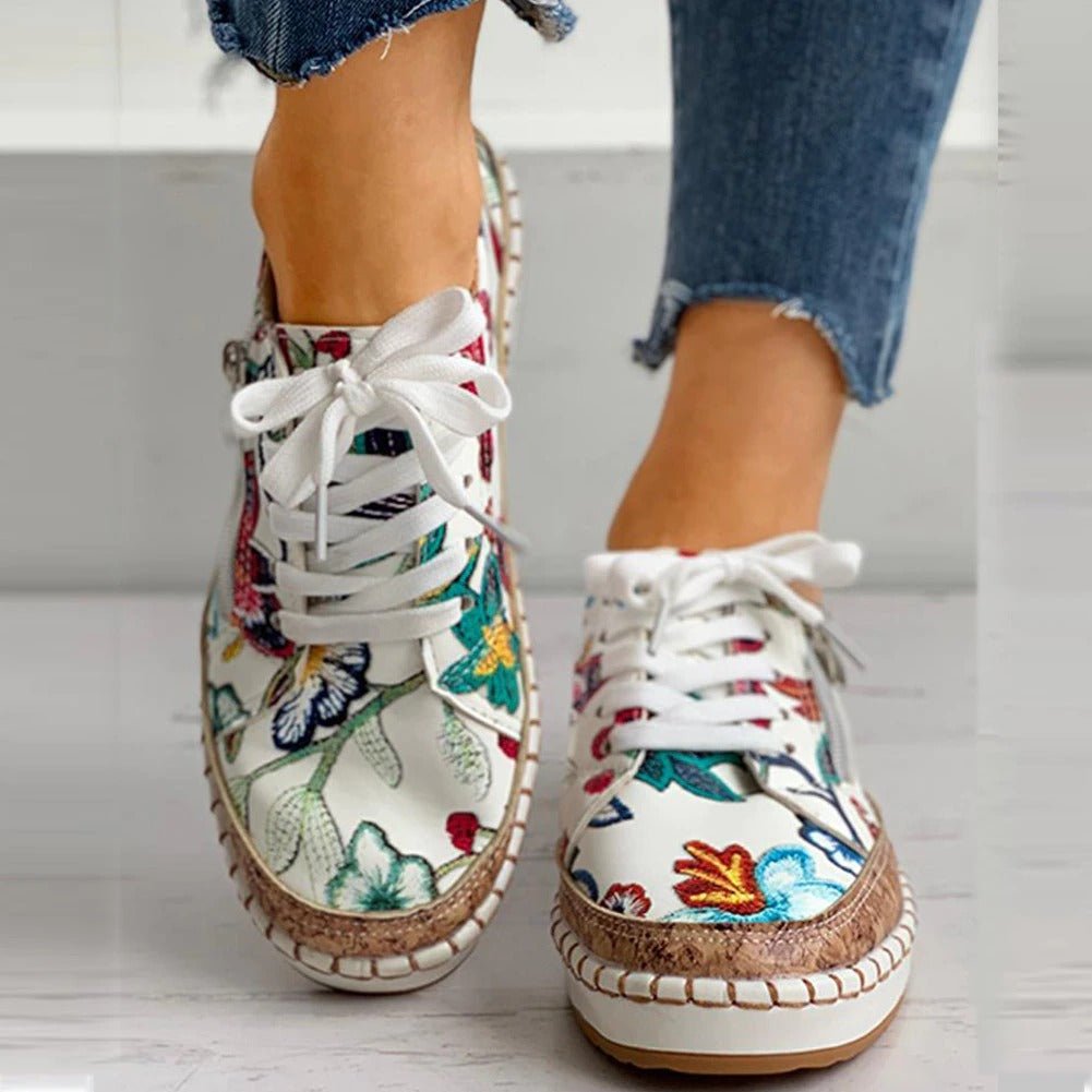 Oluchi™ | Floral Orthopedic Zipper Sneakers