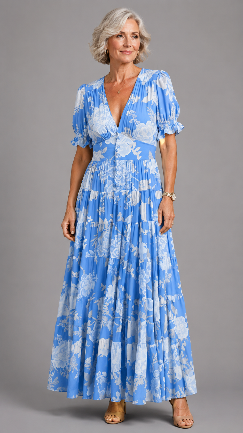 Alessia™ | Elegant Floral V-Neck Dress