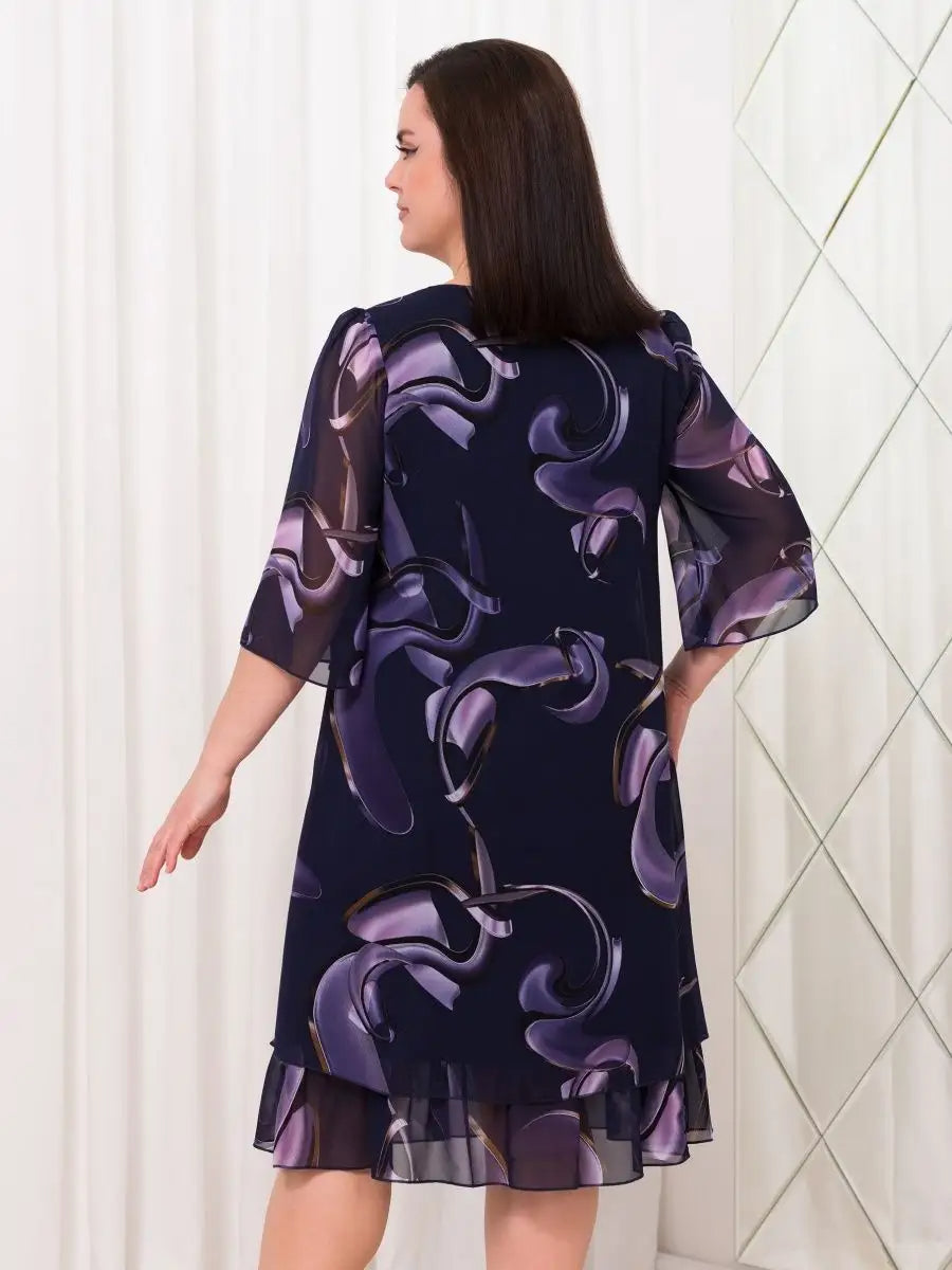 Emma™ | Midnight Swirl Chiffon Dress