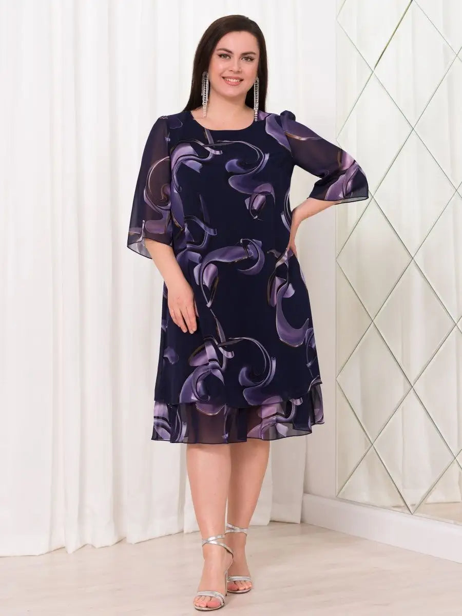 Emma™ | Midnight Swirl Chiffon Dress