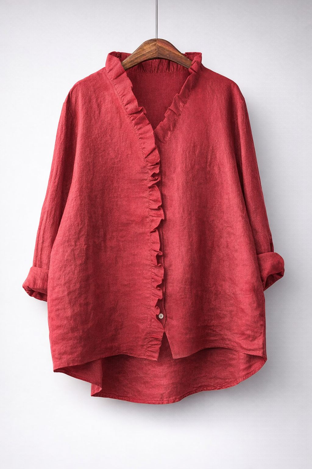 Luisa™ | Elegant Ruffled Linen Blend Shirt