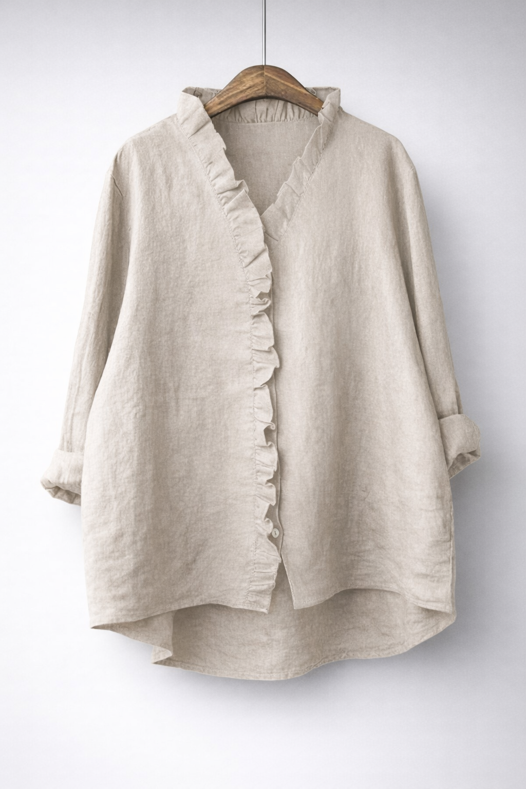 Luisa™ | Elegant Ruffled Linen Blend Shirt