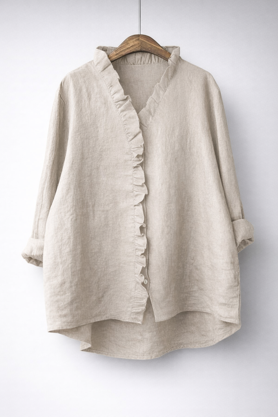 Luisa™ | Elegant Ruffled Linen Blend Shirt