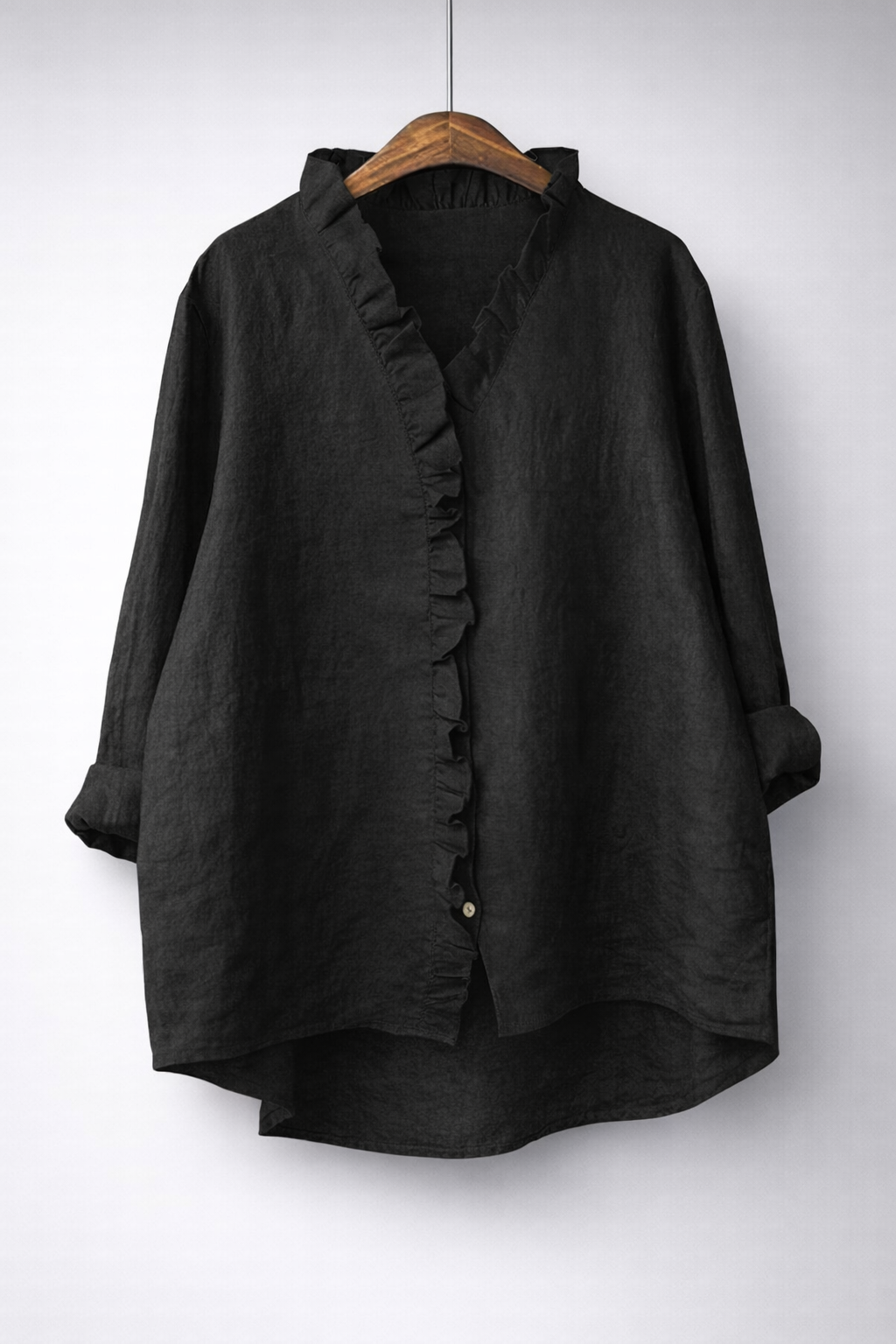 Luisa™ | Elegant Ruffled Linen Blend Shirt