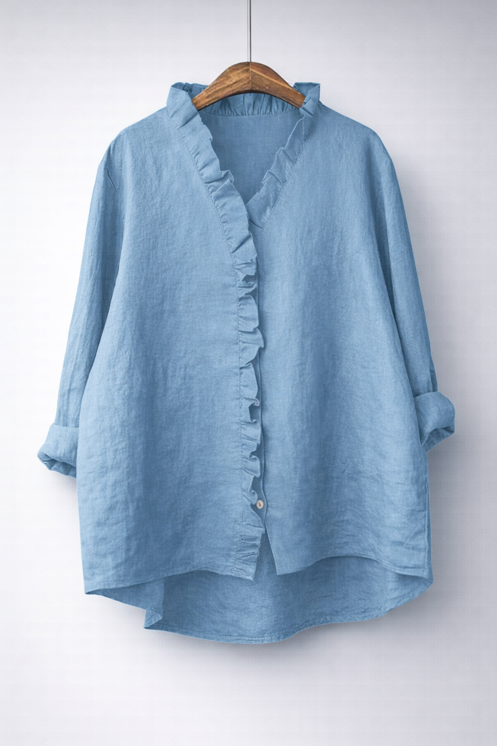 Luisa™ | Elegant Ruffled Linen Blend Shirt