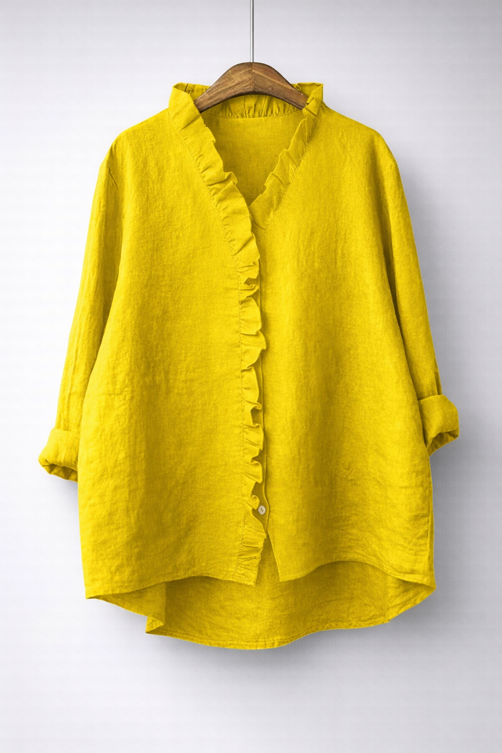 Luisa™ | Elegant Ruffled Linen Blend Shirt