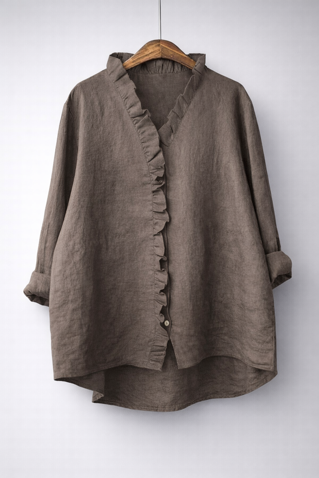 Luisa™ | Elegant Ruffled Linen Blend Shirt