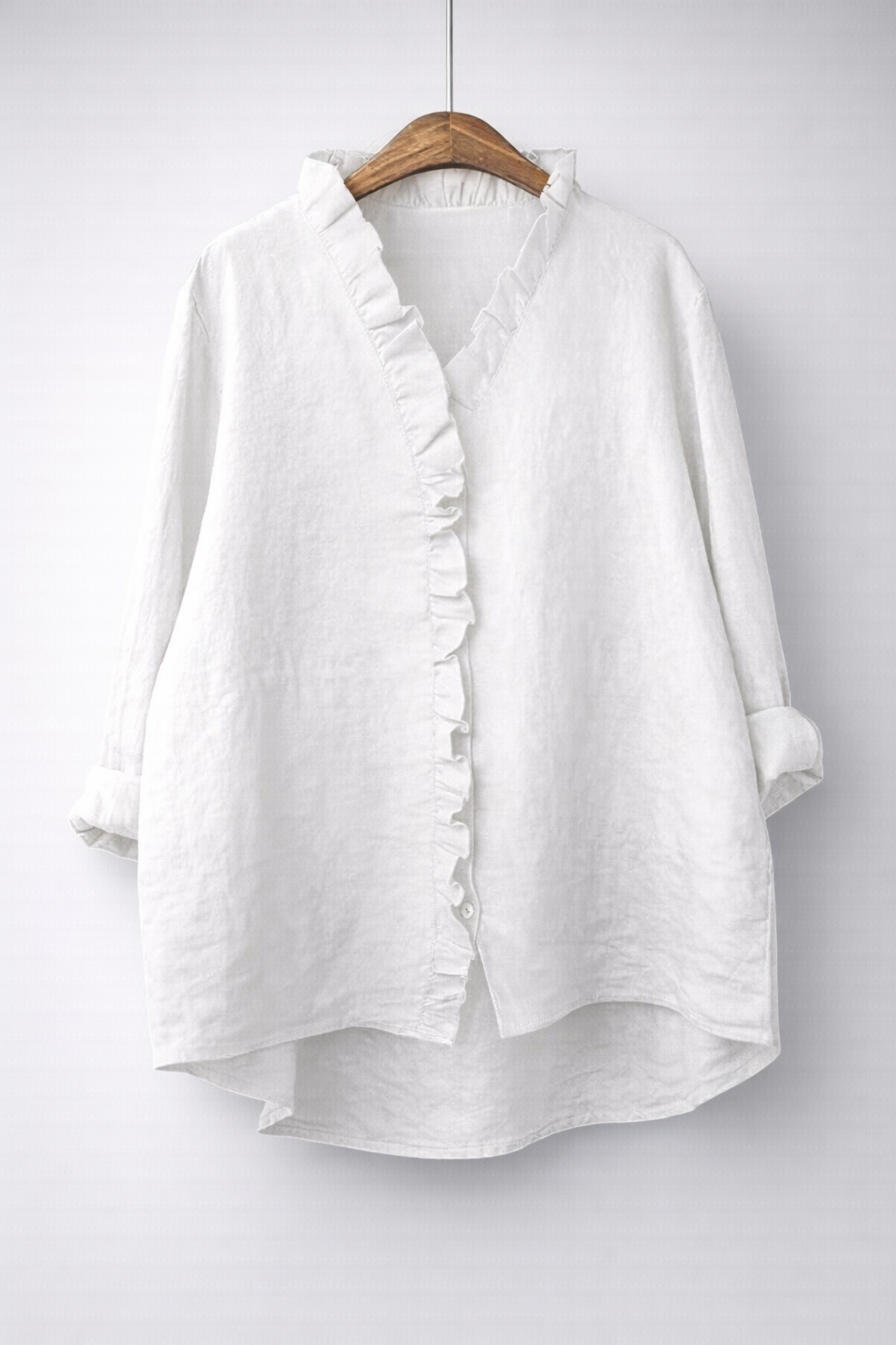 Luisa™ | Elegant Ruffled Linen Blend Shirt