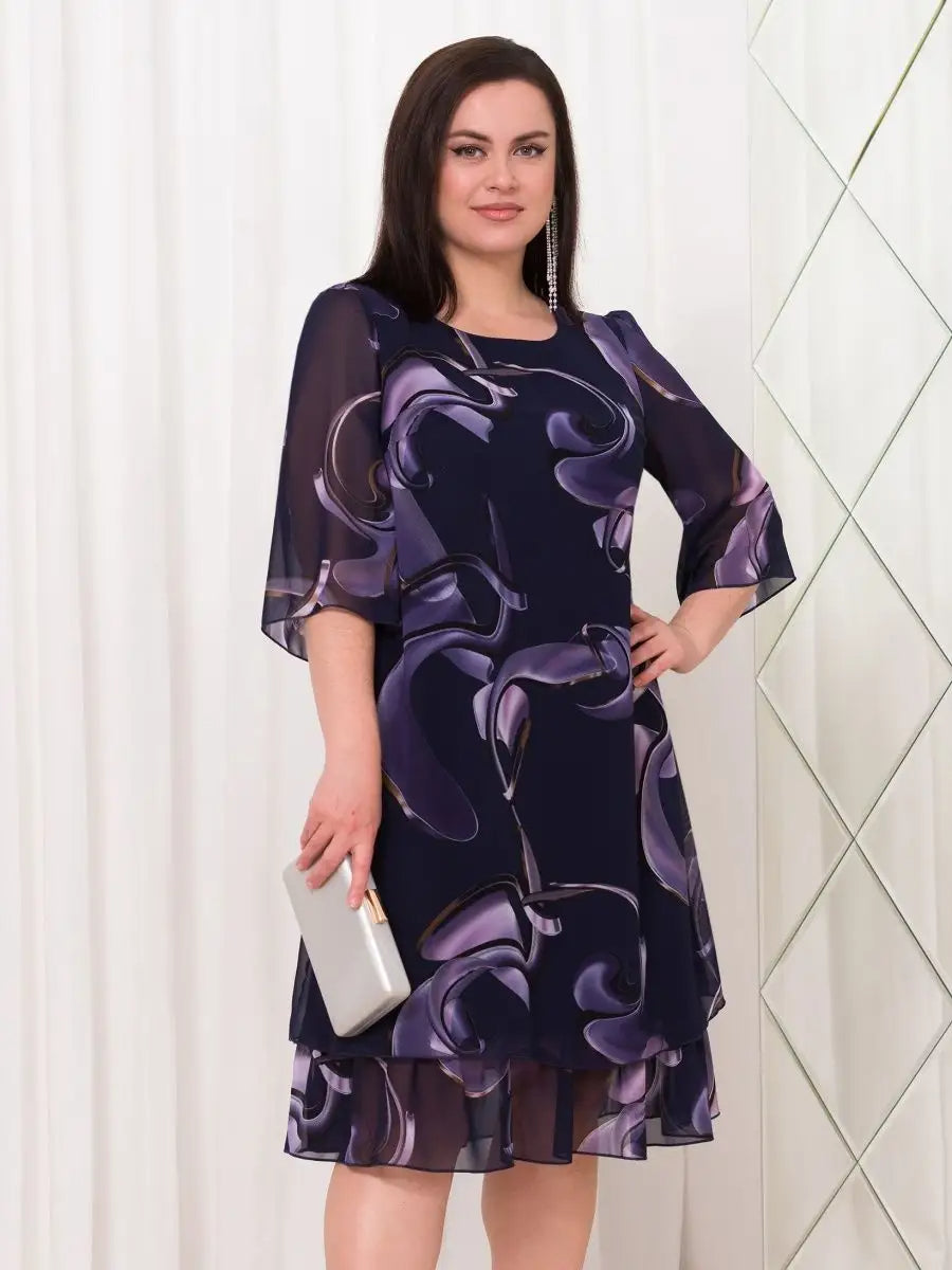 Emma™ | Midnight Swirl Chiffon Dress